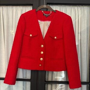 JCrew Red Womens Tweed Blazer